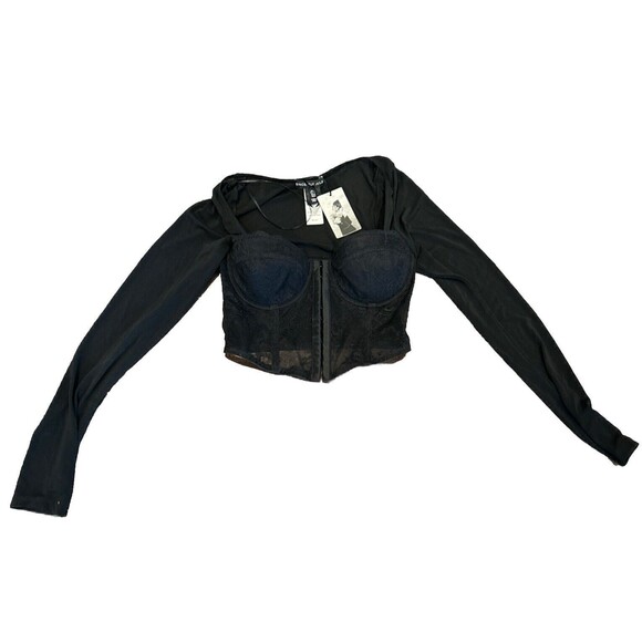 Sincerely Jules Black Mesh Lace corset Top Size Small - Picture 1 of 8